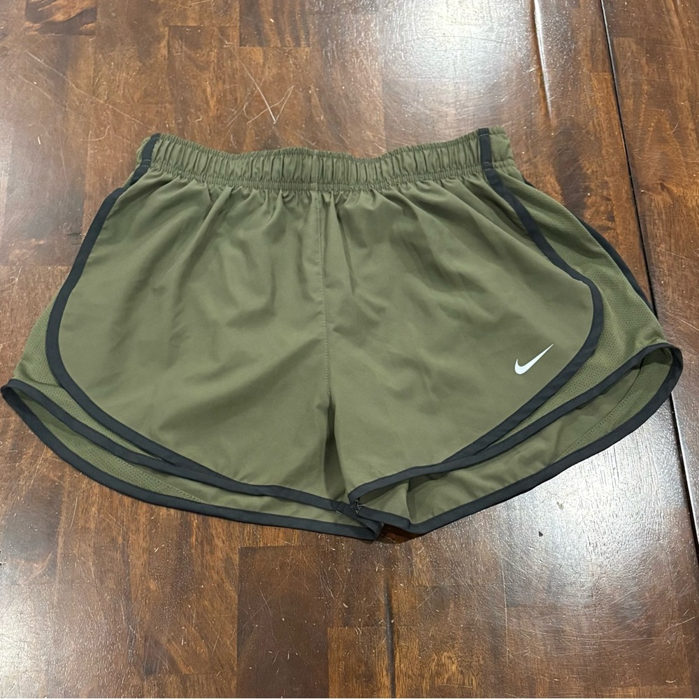 Nike Olive Green and Black Women's Athletic Shorts